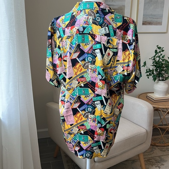 Vintage Nicole Miller 1990 Limited Shopaholic Print Silk Button Down NYC Shirt - Picture 5 of 17